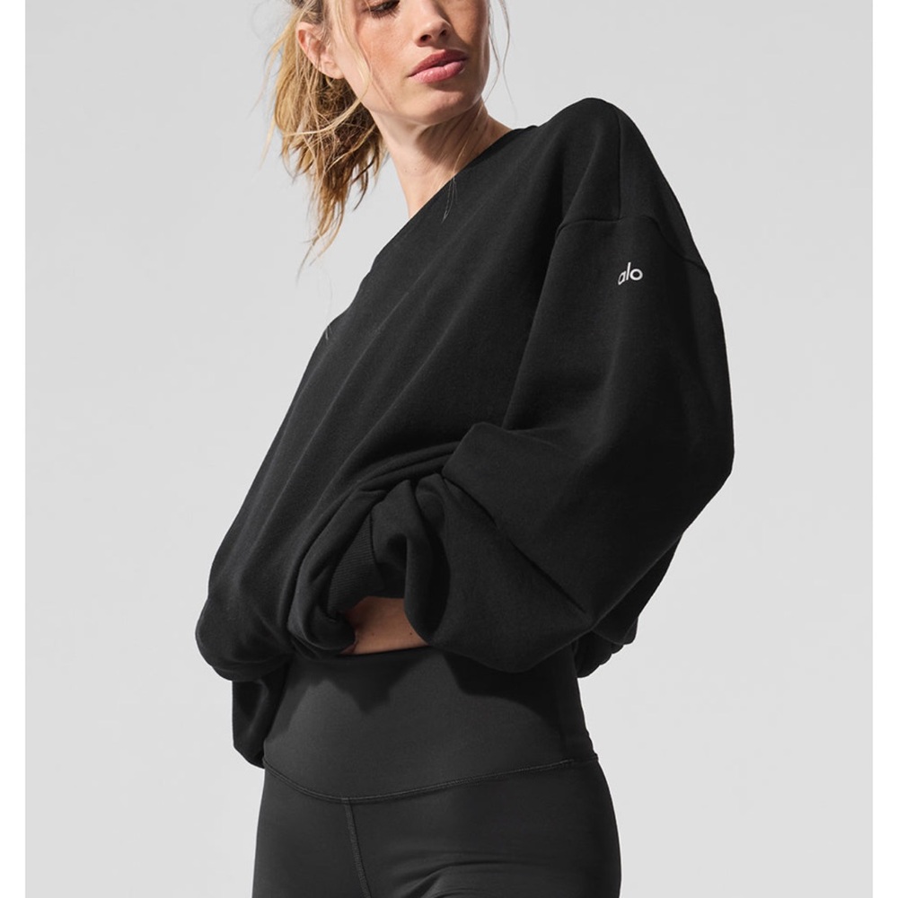 ALO Yoga Black Oversized Pullover Sweatshirt